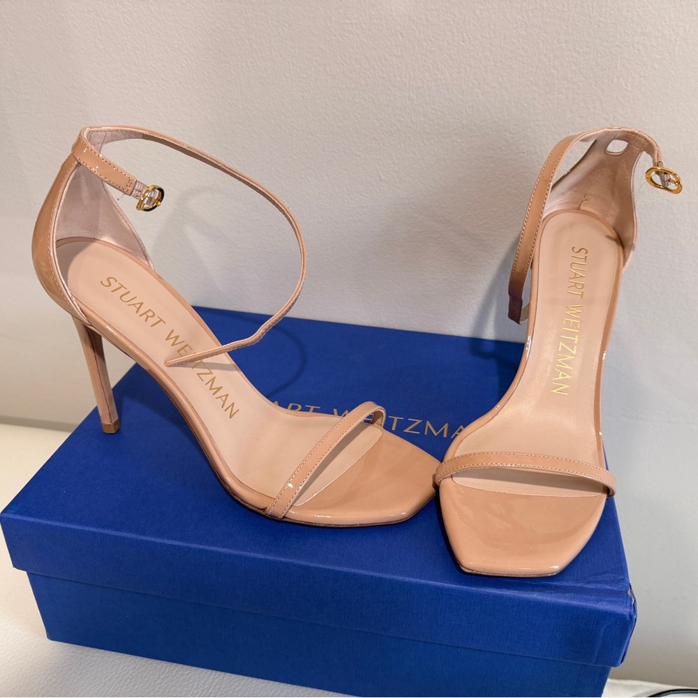 Stuart Weitzman Nudistcurve Ankle Strap Sandal (Women) in 7.5 B in Adobe - Picture 3 of 13